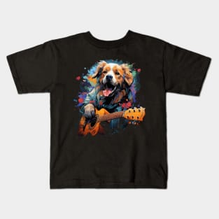 Golden Retriever Playing Guitar Kids T-Shirt